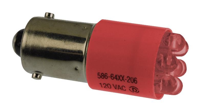586-6401-206F LED BULB RED 630nm 120VAC ROHS