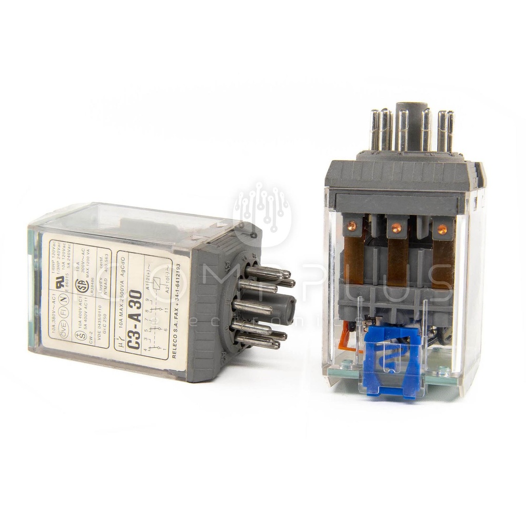 C3-A30 Relé enchufable 3PCO de 11 pines, bobina de 10A 24Vdc, PK