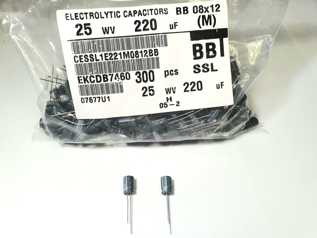 CESSL1E221M0812BB Condesador Electrolítico Radial 220uF 25V