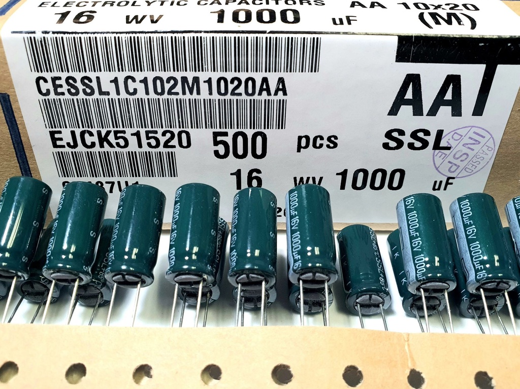 CESSL1C102M1020AA Condesador Electrolítico Radial 1000uF 16V