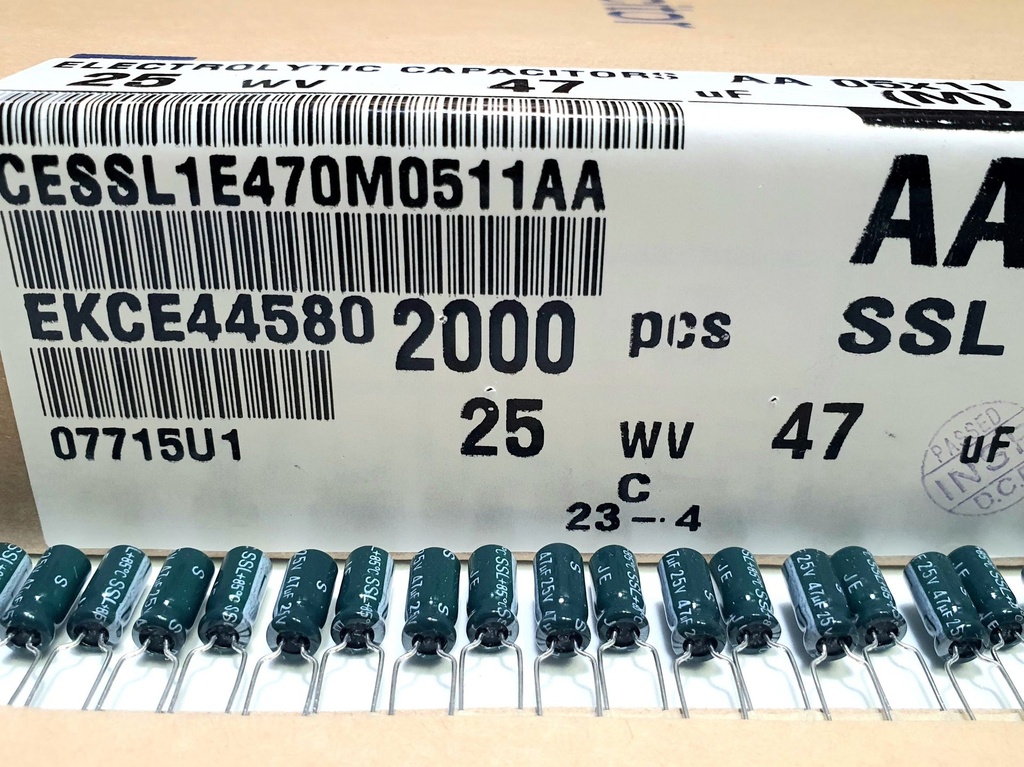 CESSL1E470M0511AA Condesador Electrolítico Radial 47uF 25V