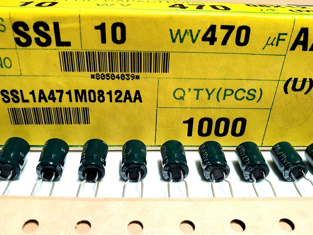 SSL1A471M0812AA Condesador Electrolítico Radial 470uF 10V