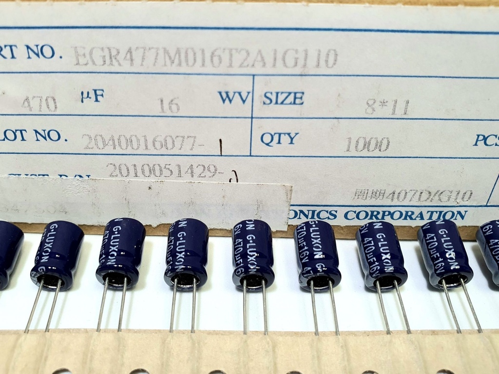 EGR477M016T2A1G110 Condesador Electrolítico Radial 470uF 16V