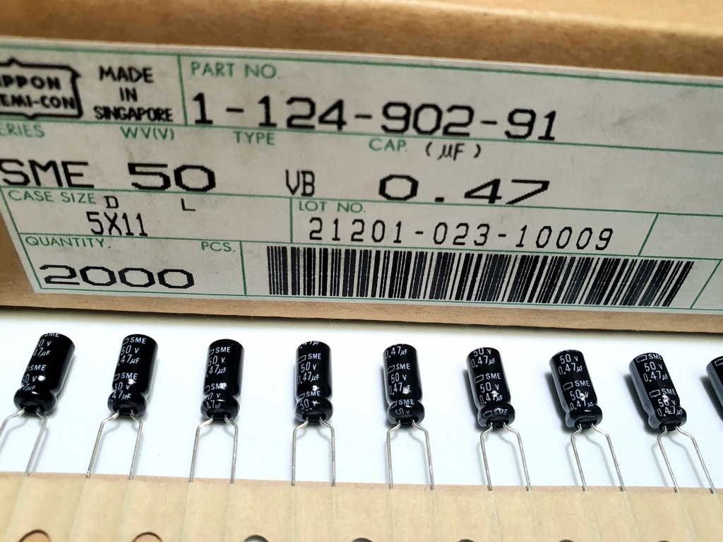 SME50VB047TPA Condesador Electrolítico Radial 0.47uF 50V