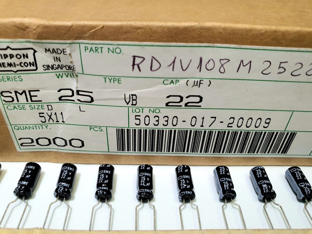 SME25VB22TPA Condensador Electrolítico Radial 22uF 25V