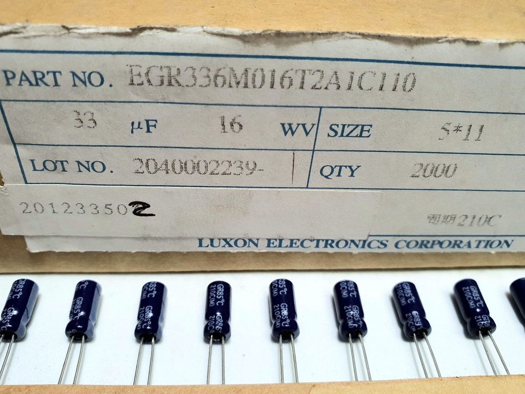EGR336M016T2A1C110 Condensador Electrolítico Radial 33uF 16V