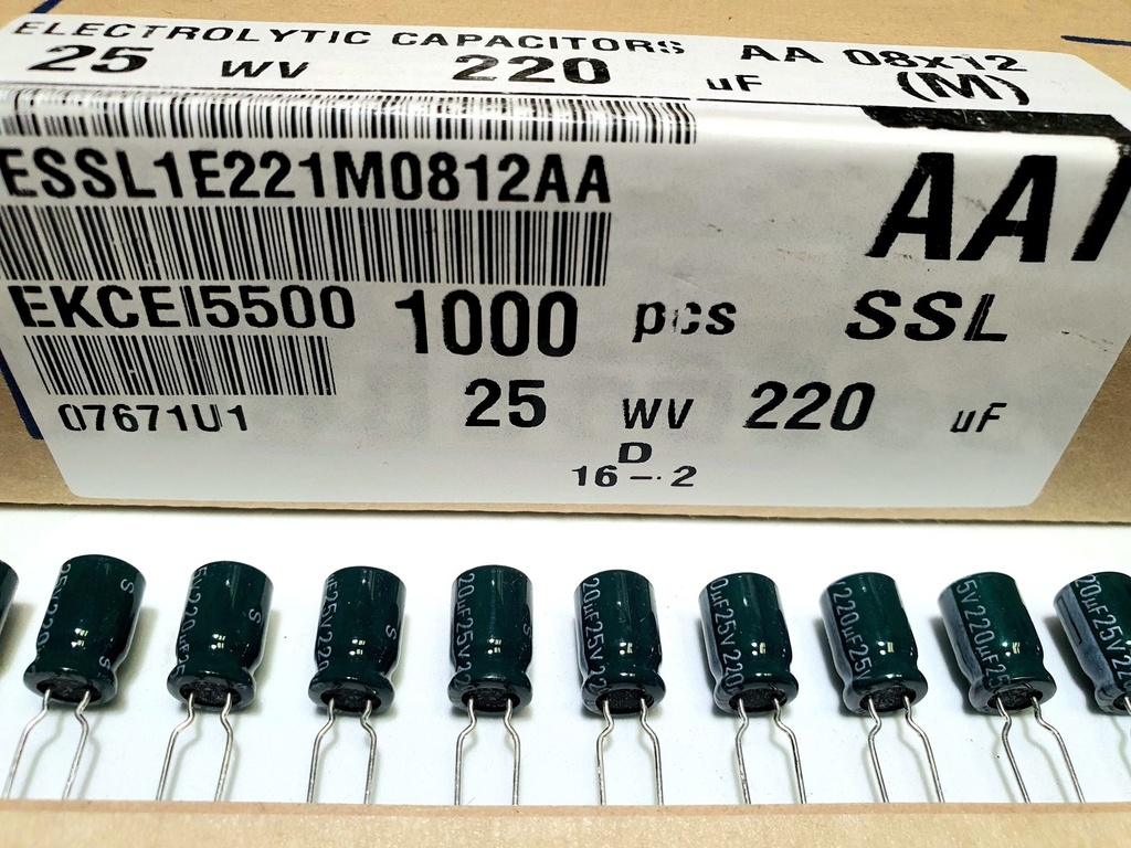 CESSL1E221M0812AA Condesador Electrolítico Radial 220uF 25V