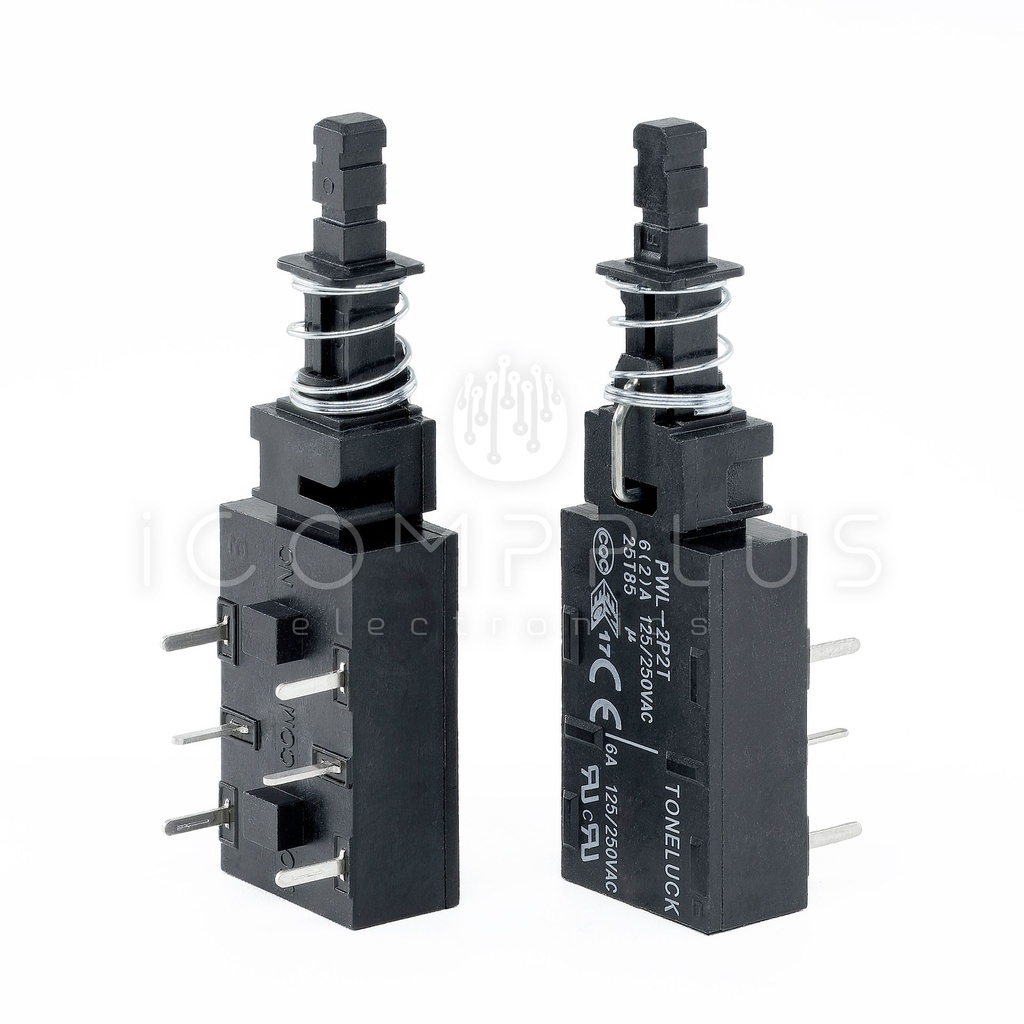 PWL-2P2T Interruptor Pulsador 6A 250Vac 6-pin TONELUCK