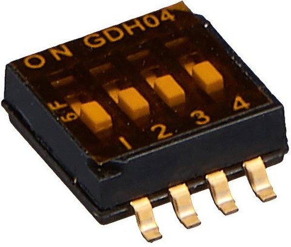 GDH04STR04 Switch DIP OFF ON SPST 4 Recessed Rocker 0.025A 24VDC