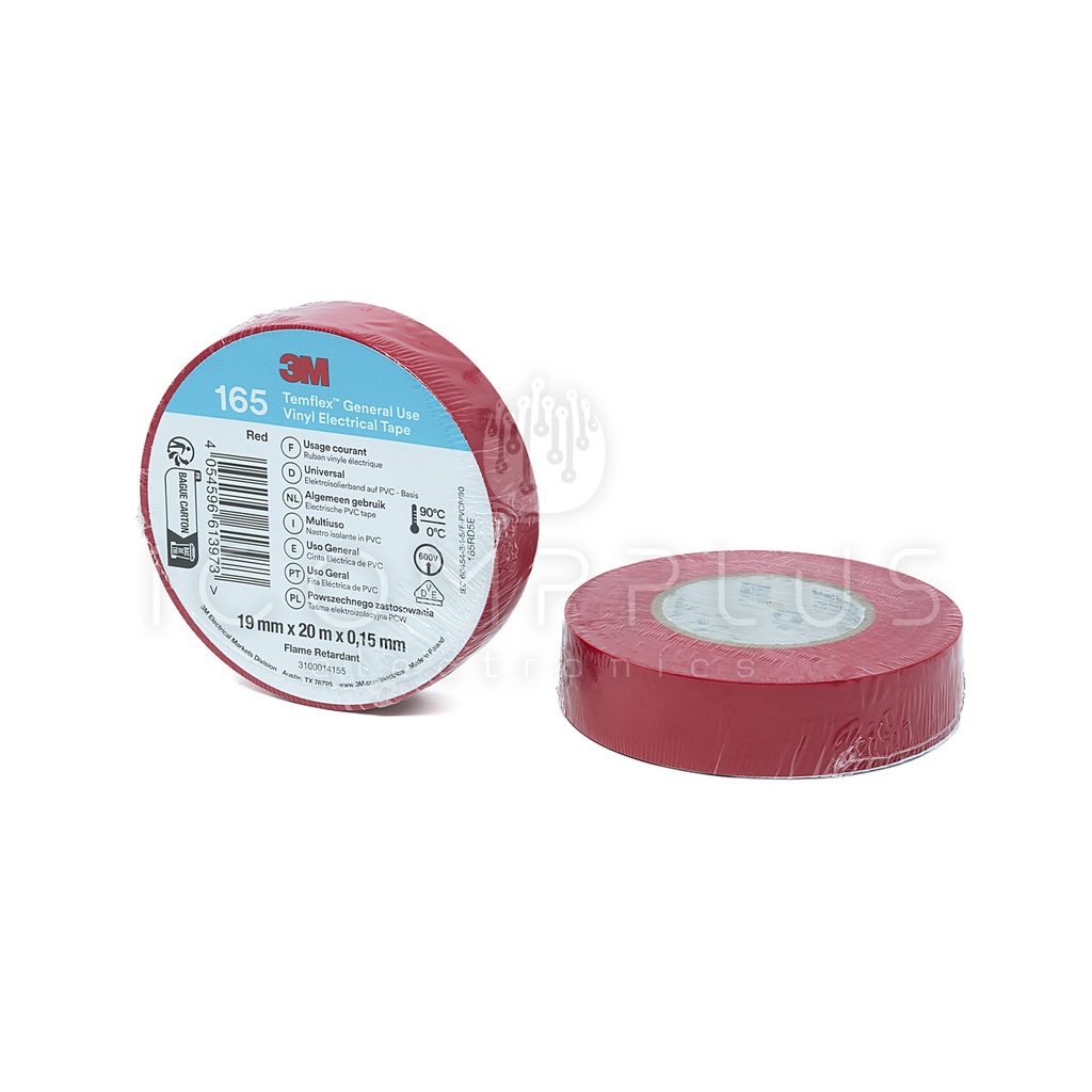 1500RO20 Cinta ADH PVC 19MM 20M 0.05MM Roja Temflex