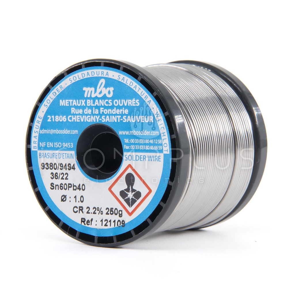121109 Hilo de soldar Sn60 Pb40 CR2.2% (ROM1) 1mm 250g
